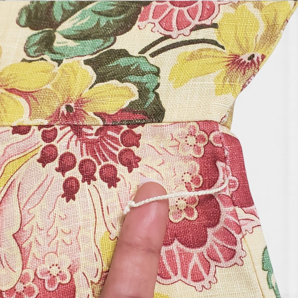 VTG J.P. & Mattie 100% Linen Yellow Floral Fit & Flare Dress Petite 90s Retro - Picture 11 of 11